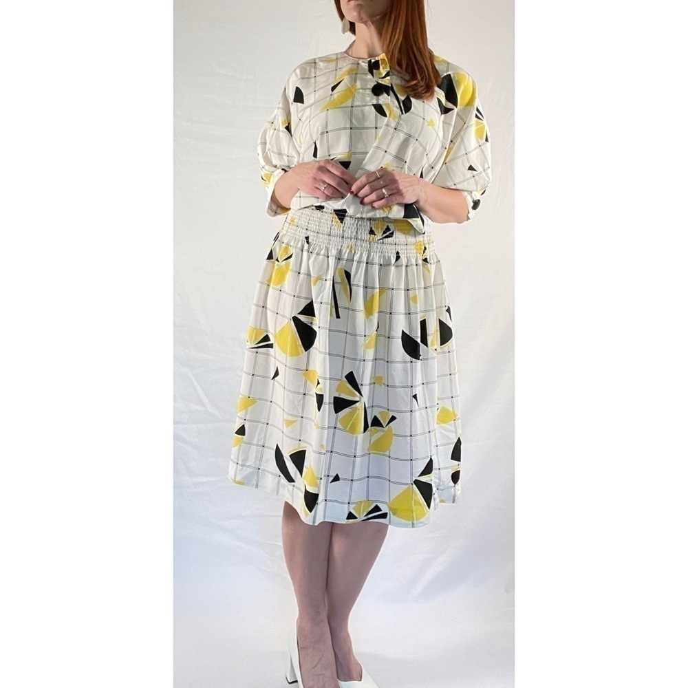 80’s Vintage ‘Kasper for A.S.L.’ Geometric Print Multicolor Midi Dress - Picture 2 of 11